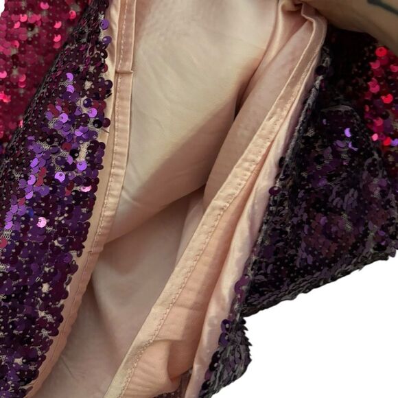 ModCloth Women’s NWT Pink and Purple Ombré Sequin Wide Sleeve Party Event Top - Picture 6 of 9